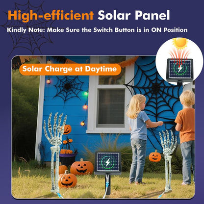 Halloween Decoration, 5 PCS Collasis Lighted Skeleton Arm Stakes, Scary Realistic Hands Bone Waterproof Solar-Powered, Multi-Mode Indoor Outdoor Halloween Ornament