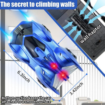 Wall Climbing Remote Control Car, Dual Mode 360° Rotating RC Stunt Cars with Headlight Rechargeable Toys for Boys