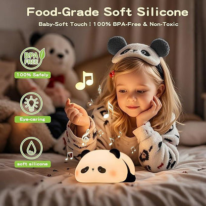 DREAMING MY DREAM Cute Panda Night Light, LED Squishy Novelty Animal Night Lamp, 3 Level Dimmable Nursery Nightlight for Breastfeeding Toddler Baby Kids Decor, Cool Gifts Kids (Panda Pangda) Rechargeable