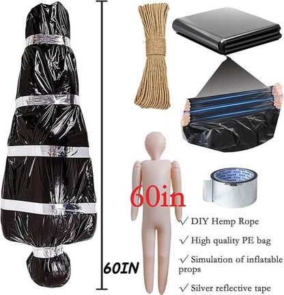 Halloween Corpse in Bag – 60" Hanging Dead Body Prop, Scary Outdoor/Indoor Haunted House Creepy Decoration