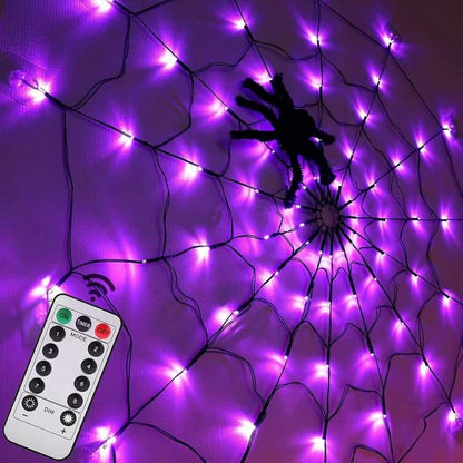 Halloween Decorations, Spider Web Hanging Ornaments, Door Hanger, Wall Hanger & Realistic Black Furry Spider, Remote Control, Easy Setup for Halloween Party