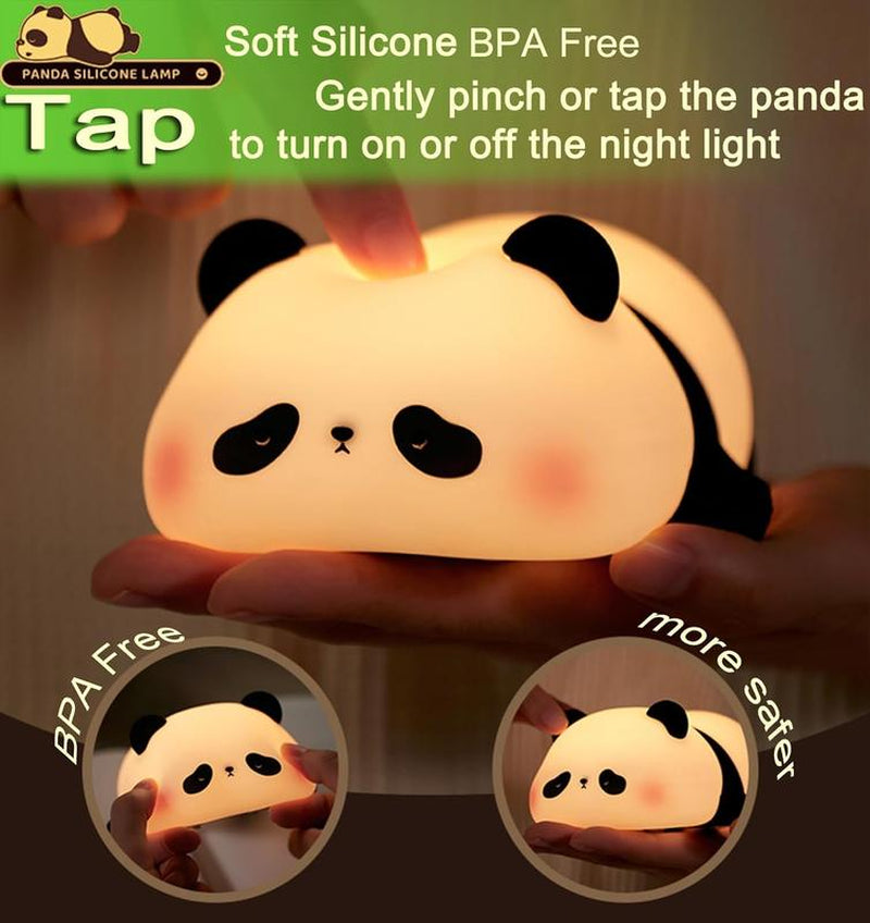 DREAMING MY DREAM Cute Panda Night Light, LED Squishy Novelty Animal Night Lamp, 3 Level Dimmable Nursery Nightlight for Breastfeeding Toddler Baby Kids Decor, Cool Gifts Kids (Panda Pangda) Rechargeable