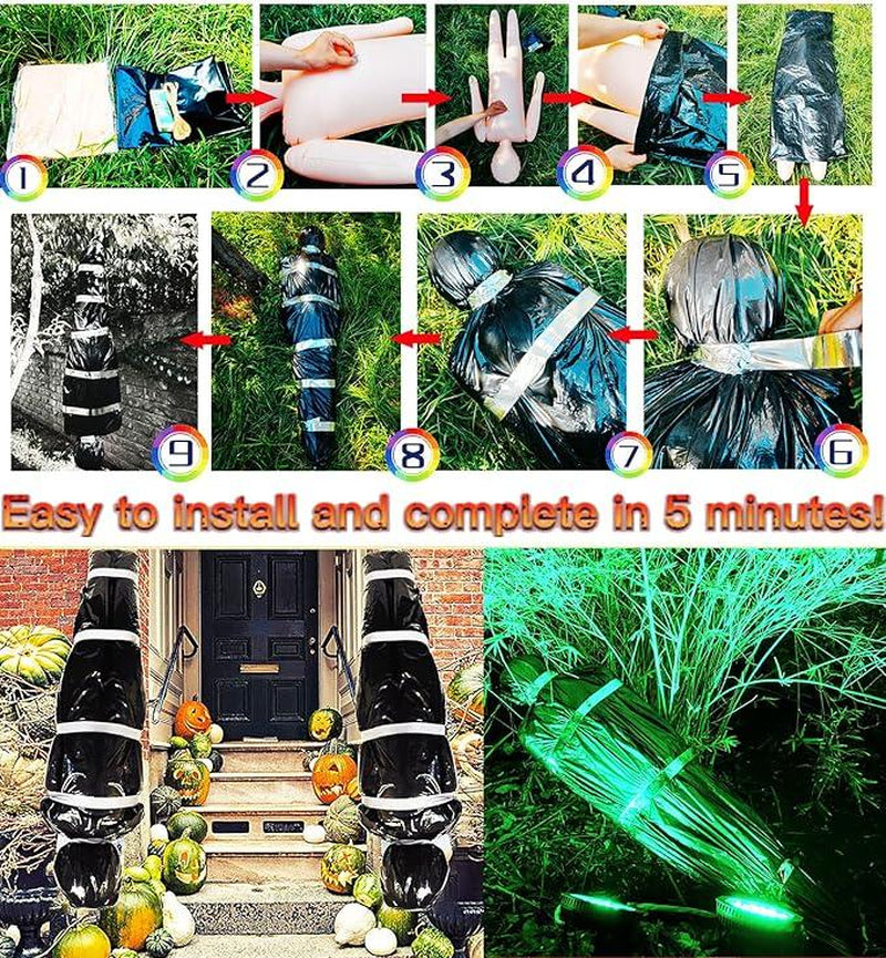 Halloween Corpse in Bag – 60" Hanging Dead Body Prop, Scary Outdoor/Indoor Haunted House Creepy Decoration