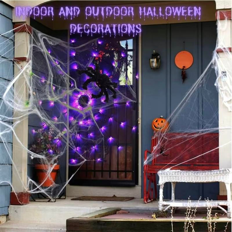 Halloween Decorations, Spider Web Hanging Ornaments, Door Hanger, Wall Hanger & Realistic Black Furry Spider, Remote Control, Easy Setup for Halloween Party