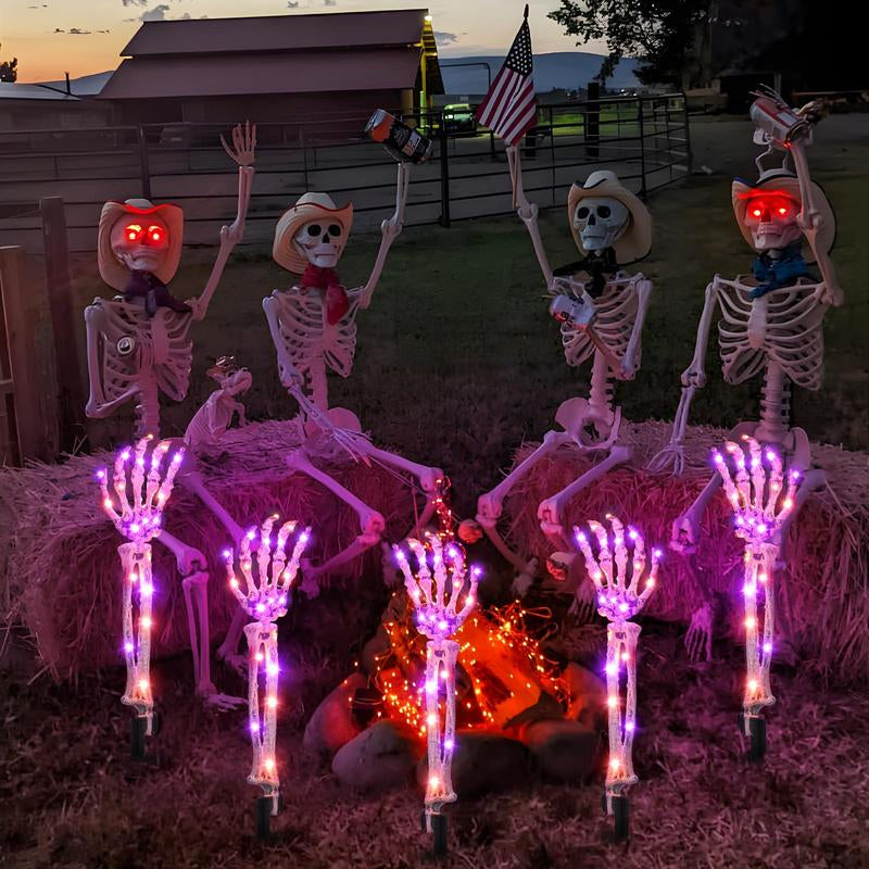 Halloween Decoration, 5 PCS Collasis Lighted Skeleton Arm Stakes, Scary Realistic Hands Bone Waterproof Solar-Powered, Multi-Mode Indoor Outdoor Halloween Ornament