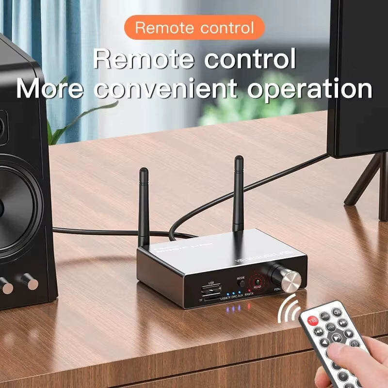 Bluetooth 5.3 Transmitter Receiver Stereo Low Latency AUX 3.5Mm Optical Wireless Music Audio Adapter Remote Control for TV PC