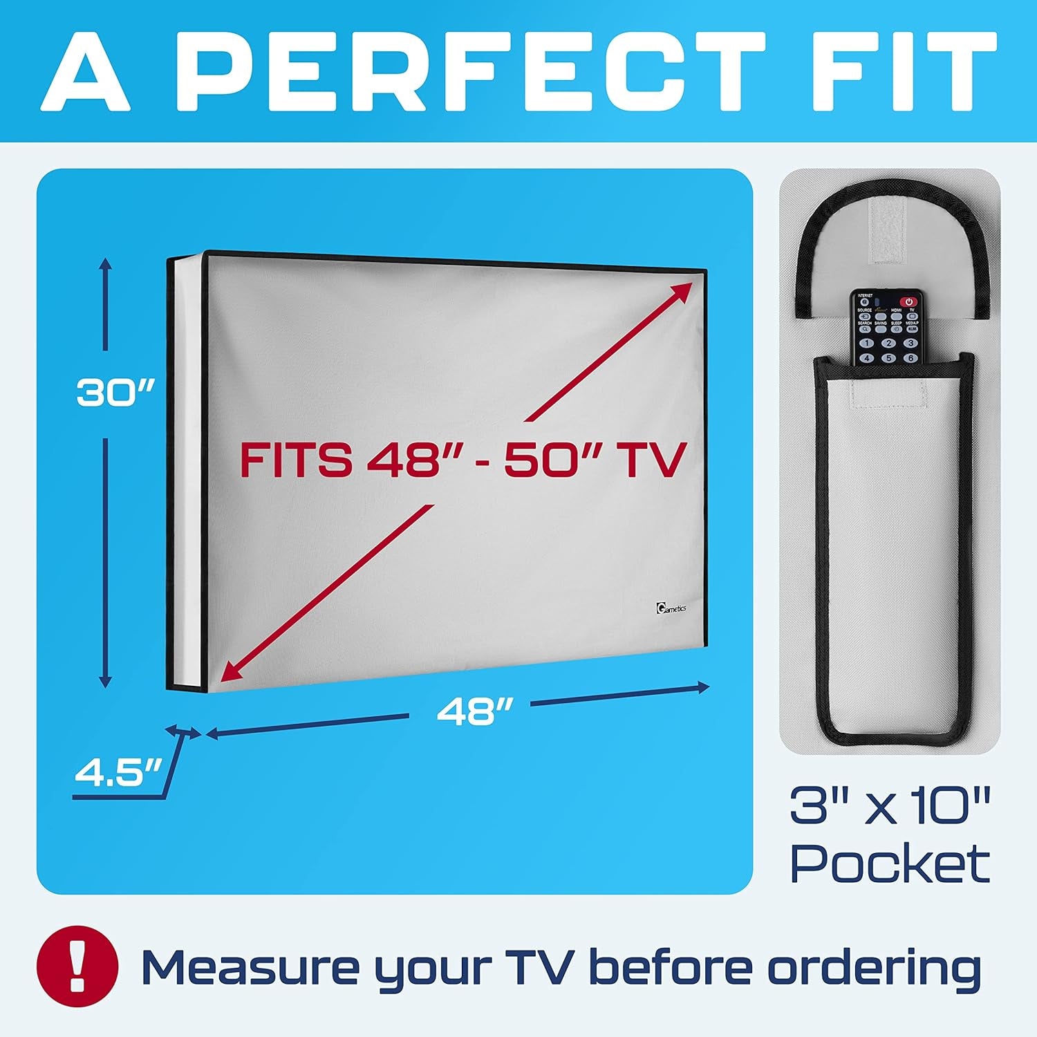 Outdoor TV Cover 50 Inch – Waterproof & Weatherproof TV Enclosure, Smart Shield Screen Protector, outside TV Covers for Moving & Storage - Gray