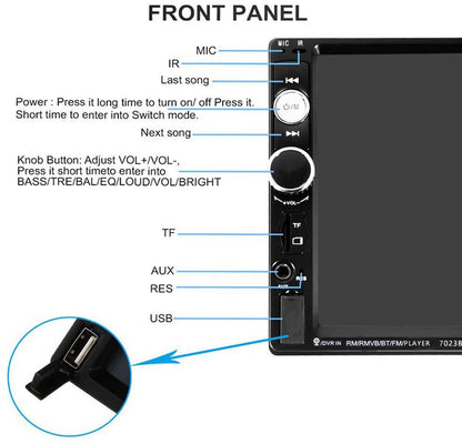 Estereo De Pantalla Para Coche Bluetooth Doble Din Car Stereo Reproductor 7 Inch