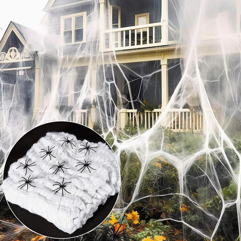 Halloween Decorations, Spider Web Hanging Ornaments, Door Hanger, Wall Hanger & Realistic Black Furry Spider, Remote Control, Easy Setup for Halloween Party