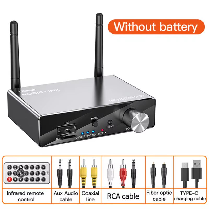 Bluetooth 5.3 Transmitter Receiver Stereo Low Latency AUX 3.5Mm Optical Wireless Music Audio Adapter Remote Control for TV PC