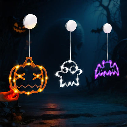 OTM Halloween Party Venue Decorations 2025 3-Pack Orange Pumpkin,White Ghost,Purple Bat Window Lights with Suction Cups, Battery Operated Halloween Lights Window Decorations Slow Fade Mode and Timer Function
