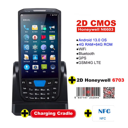 Handheld PDA Android 13 Terminal Touch Screen 2D Barcode Scanner 4G Lte Wifi Bluetooth GPS Rugged Data Collector Terminal