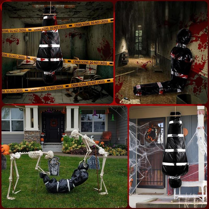 Halloween Corpse in Bag – 60" Hanging Dead Body Prop, Scary Outdoor/Indoor Haunted House Creepy Decoration